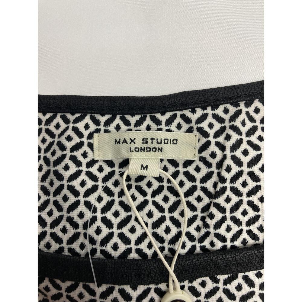 Max Studio London Black‎ White Geometric Contrast Sleeveless Top Medium - Picture 5 of 10